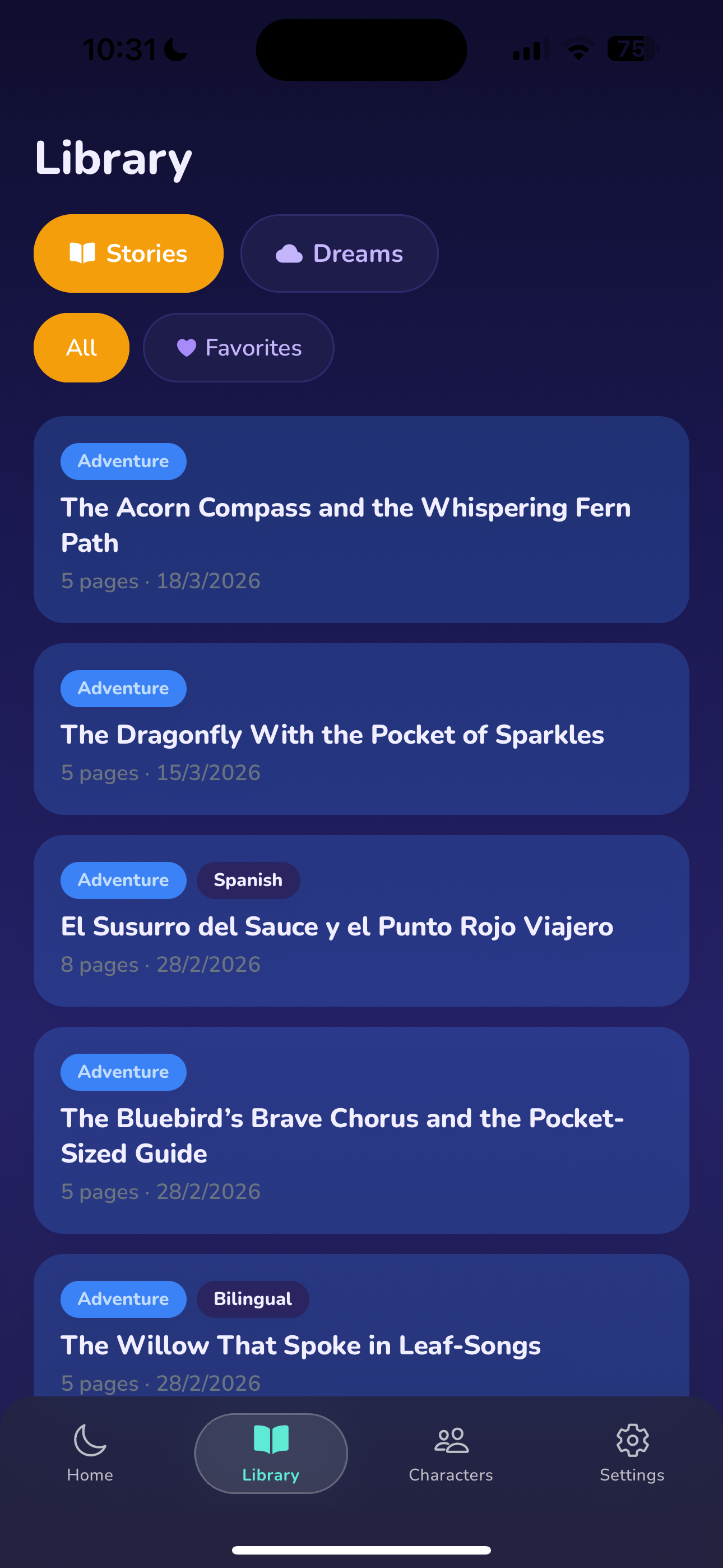 Tuckly story library with colorful story cards