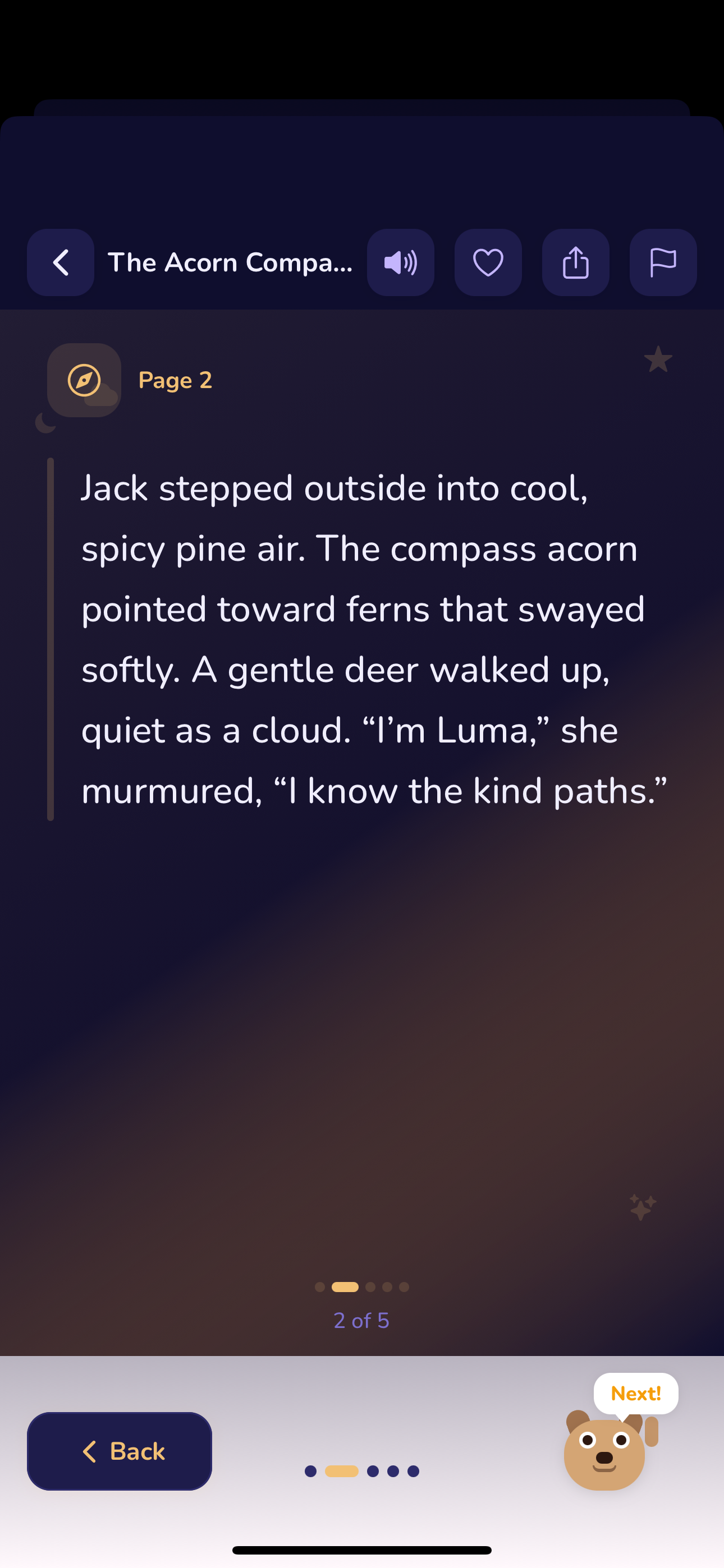 Tuckly story reader with themed background and readable text